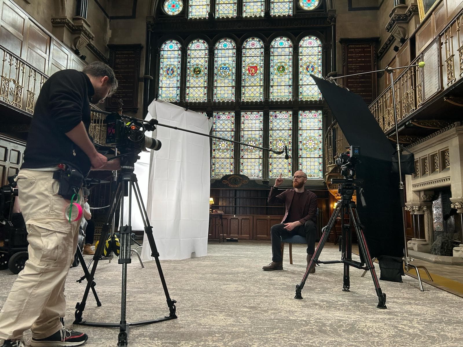 Professional video production in historic cathedral with cinematic lighting - Newcastle video production company